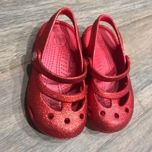 Crocs Toddler girl red sparkly